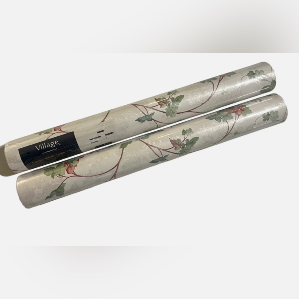 New Village Floral Texture Prepaste/Wash/Peel Vinyl Double Rolls Wallpaper Set